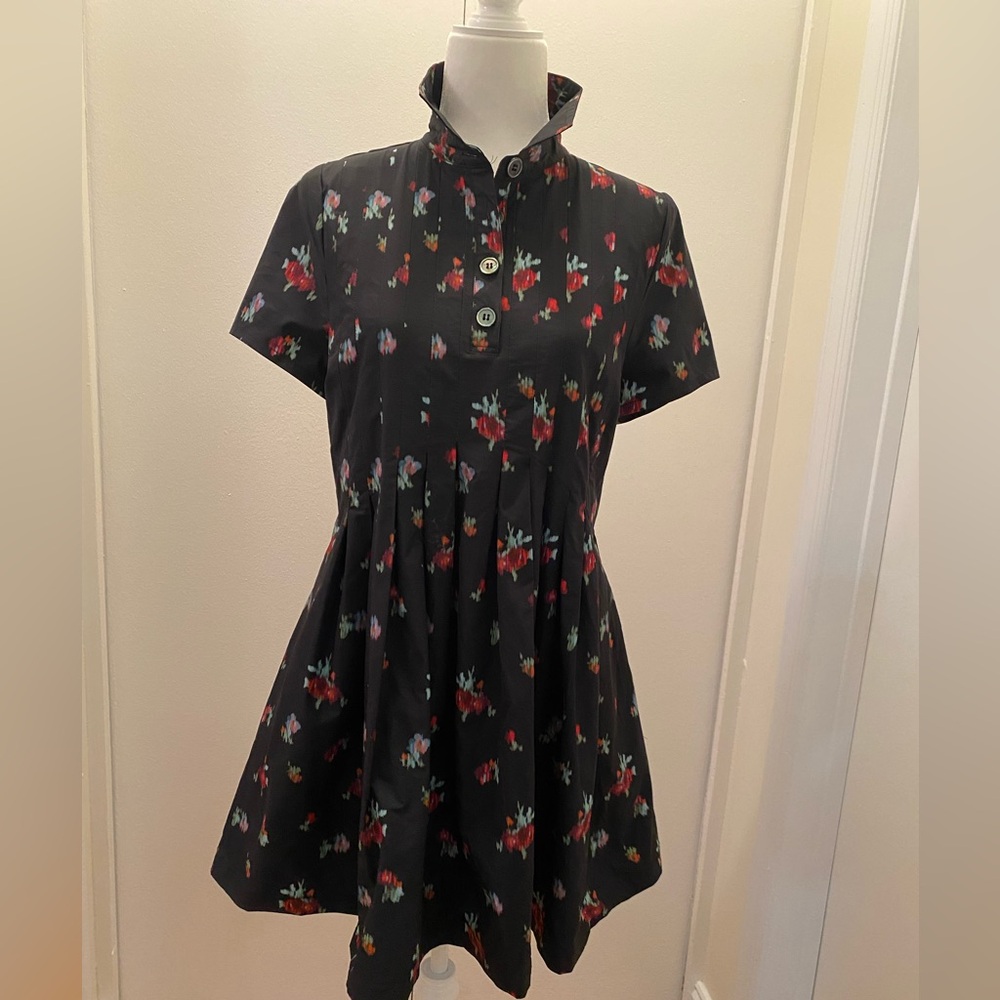 Hill House Black Floral Pleated Dress